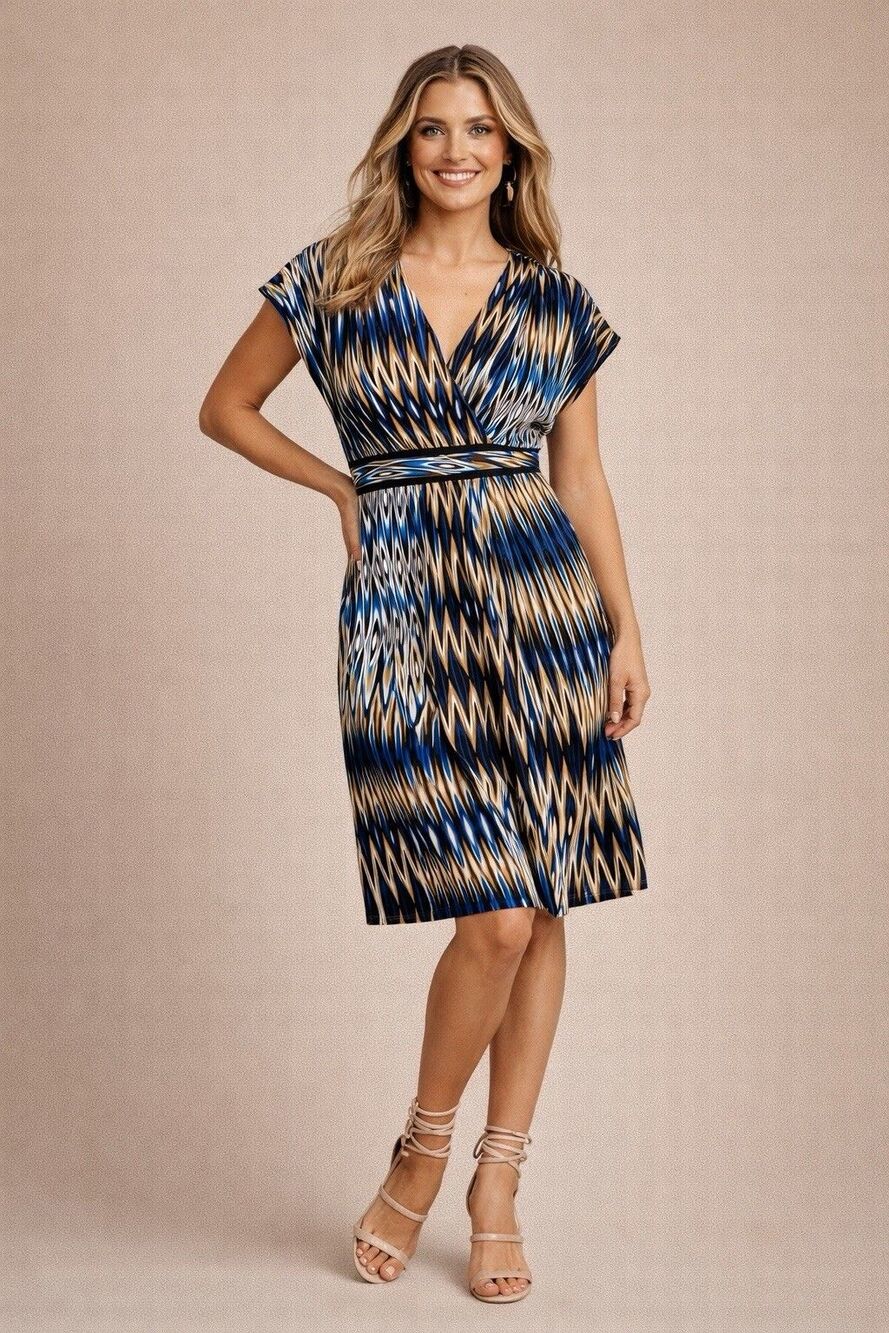 Perseption Concept Women's Multicolor Short Sleeve Tunic Dress